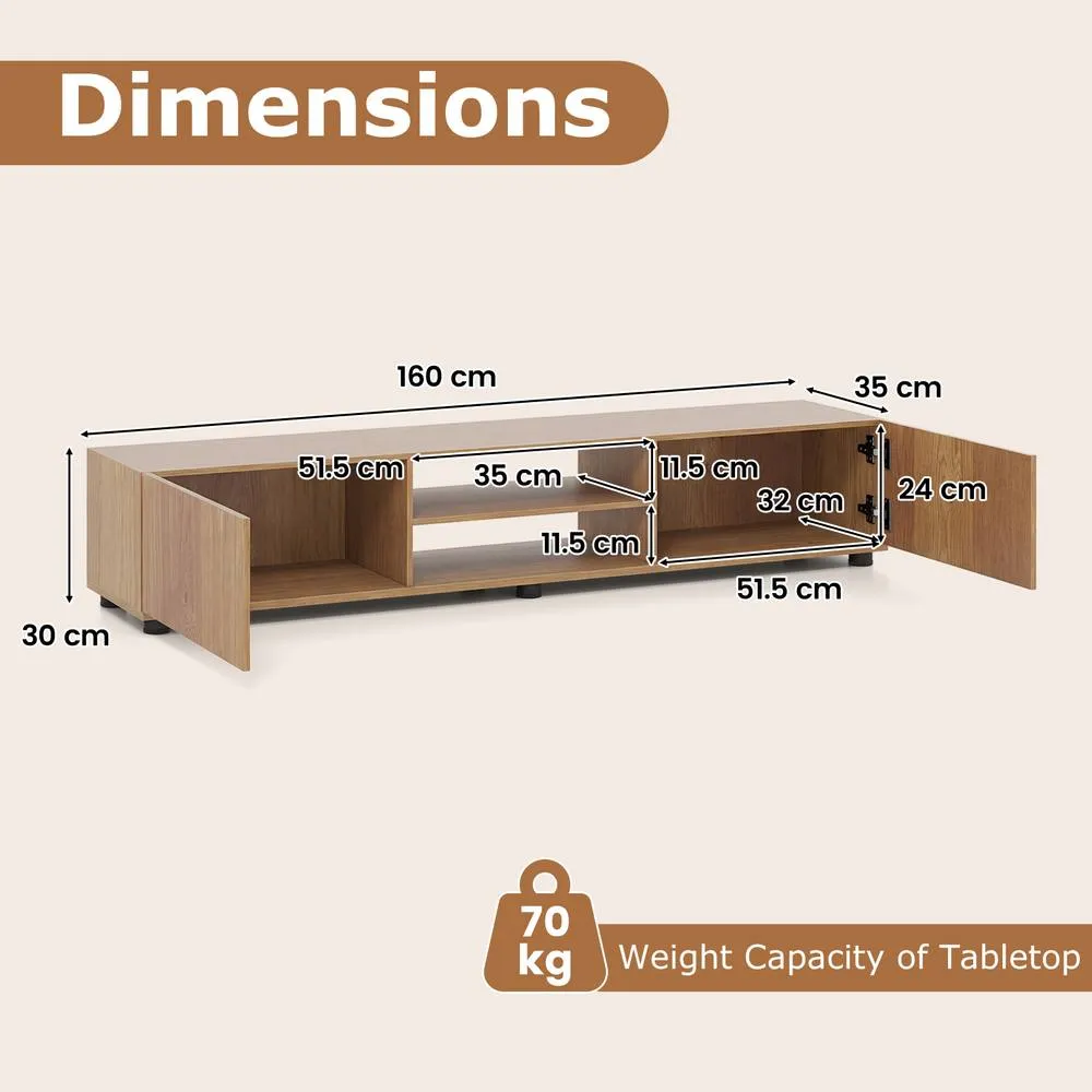 Costway TV Stand for TVs up to 70 Inch Brown/Natural/White in Natural 2