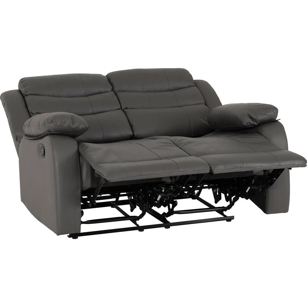 Seconique Roma 2 Seater Recliner Sofa - Grey Faux Leather 4