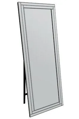 MirrorOutlet Luxford All Glass Bevel Cheval Dress Mirror 5ft7 x 1ft11 170cm x 58cm in Silver 3