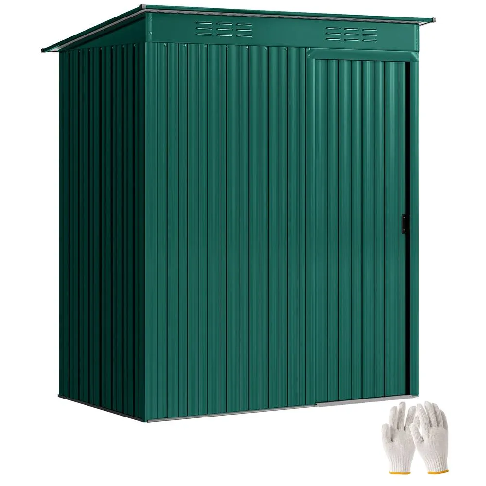OUTSUNNY 5 x 3.5ft Metal Garden Shed with Effortless Assembly, Green 2