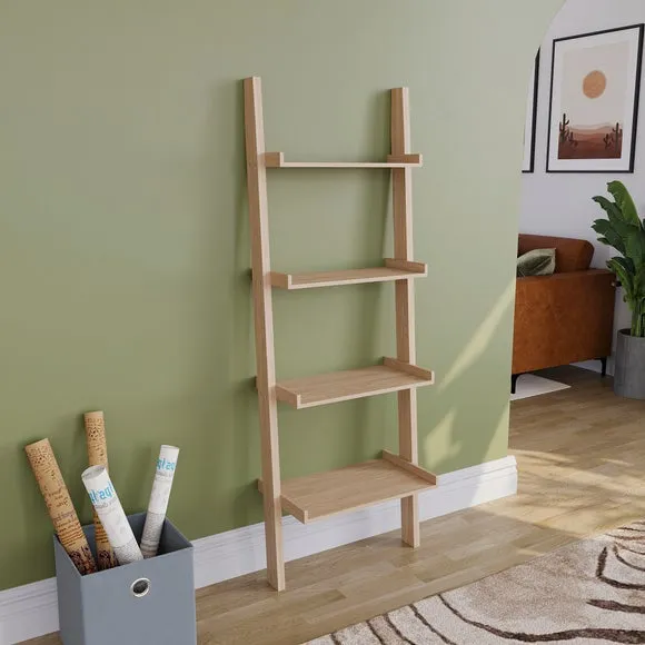 Return - York 4 Tier Ladder Bookcase, Light Wood 2