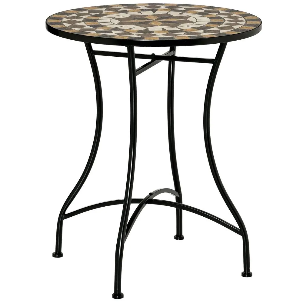 OUTSUNNY 60cm Mosaic Round Bistro Table Outdoor Garden Side Table, Grey 2