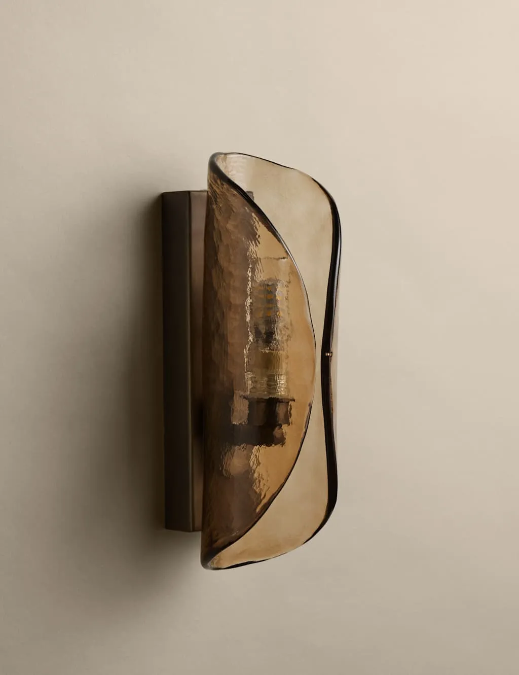 M&S Curved Glass Wall Light Antique Brass