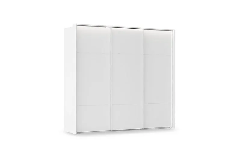 Haven 250cm 3 Door Slider Wardrobe with Décor Doors and Lights - Alpine White