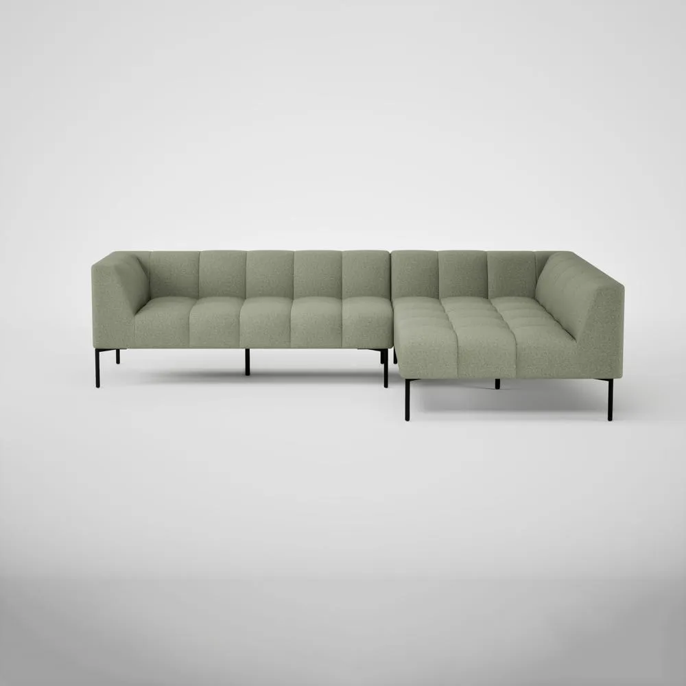 Heal's Quadro Right Hand Facing Chase Sofa Siena Cotton Pistachio Black Feet 1