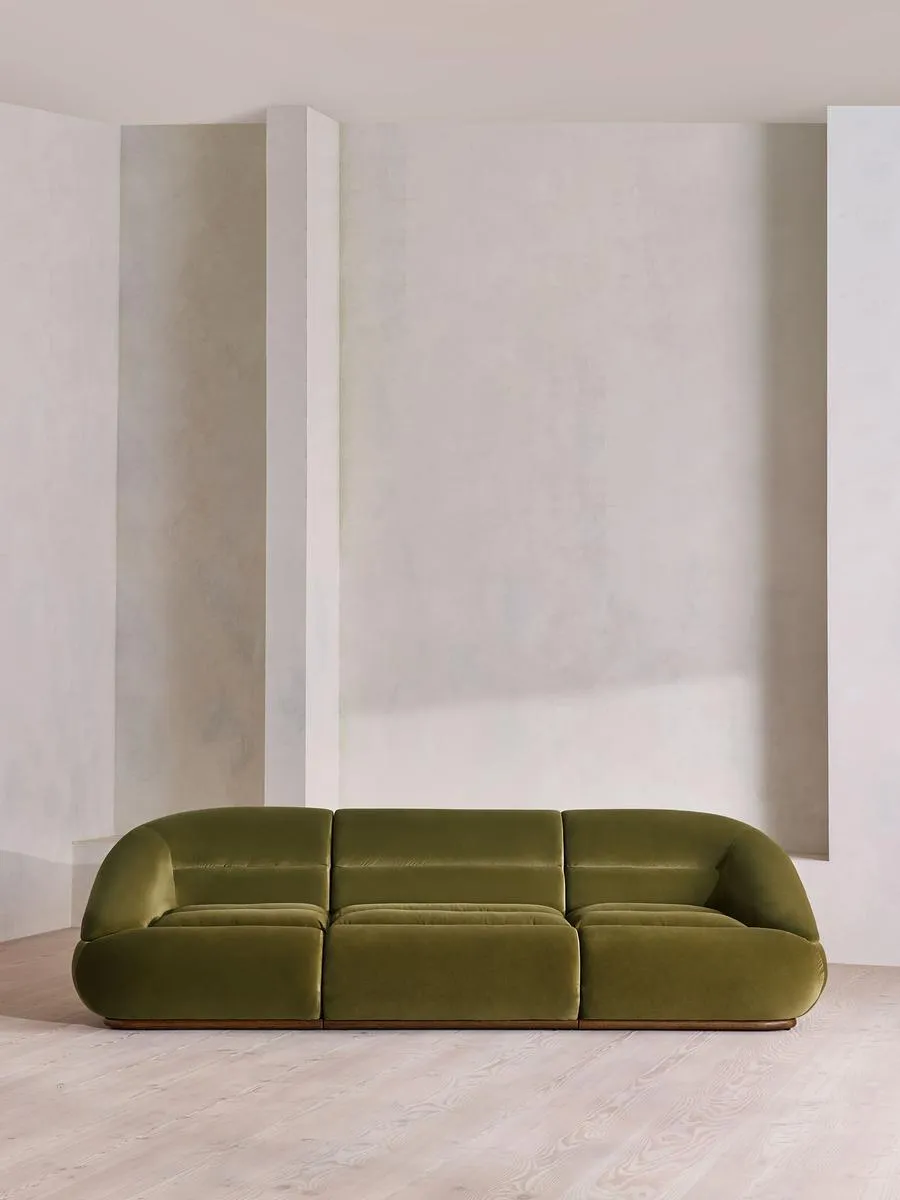 Edison Modular Sofa, Four Seater, Velvet, Olive