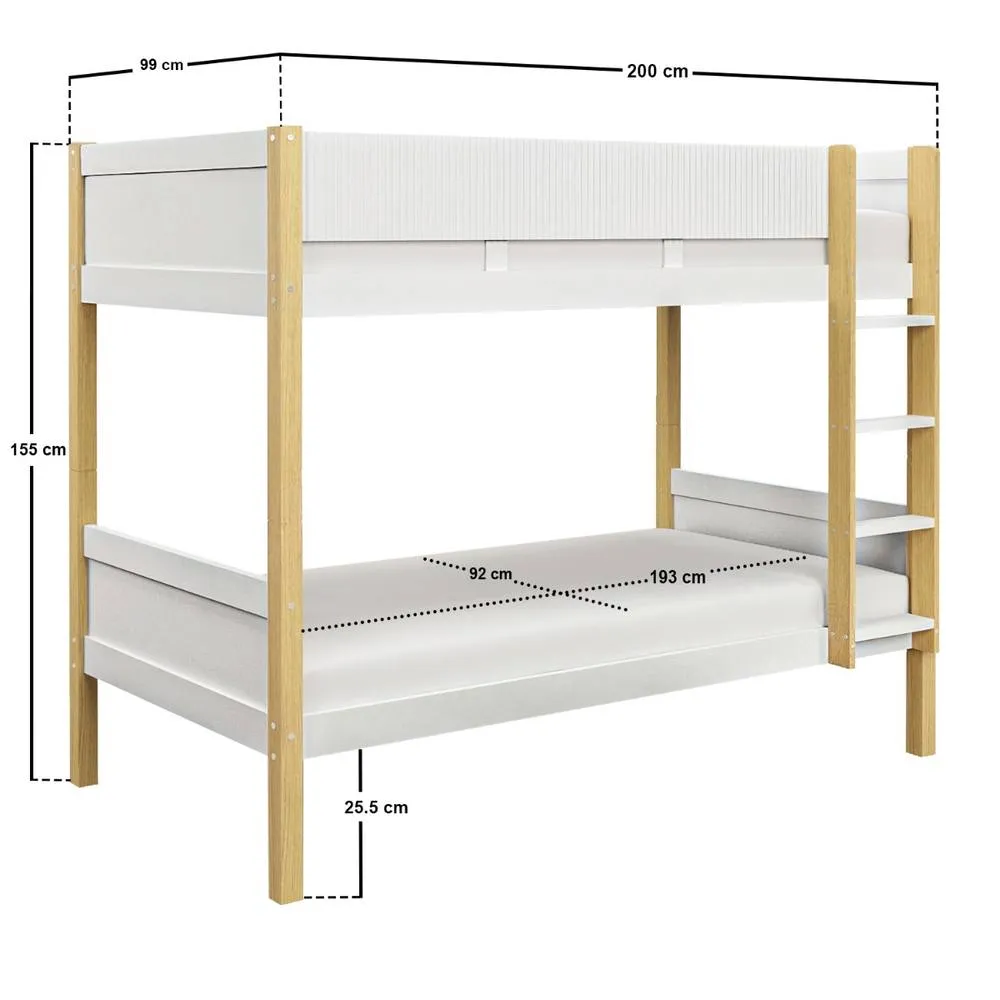 Flair Mateo Detachable Ribbed Bunk Bed in White 6