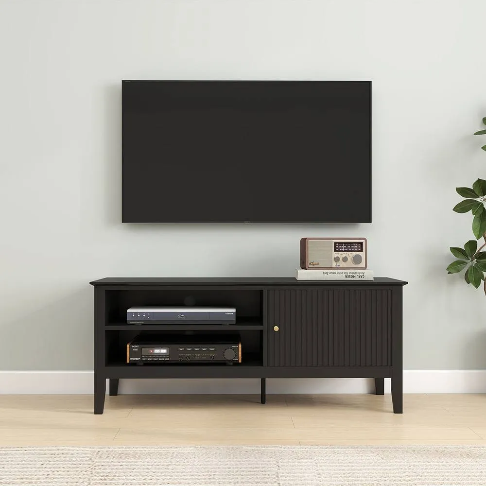 Melody Maison Large Black Wooden Tv Cabinet - Hales Black Range 6