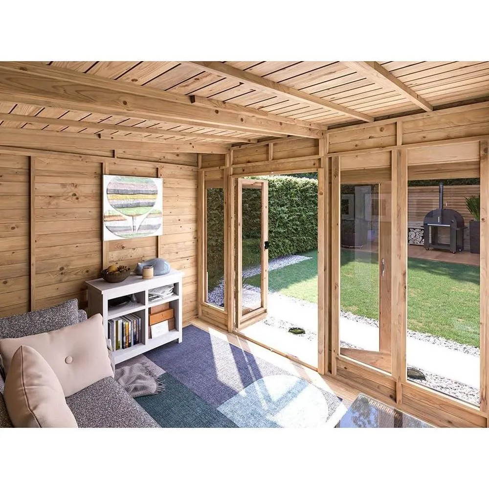 Dunster House Summerhouse 3m x 2.4m (10' x 8') Pent Roof, RagePanda Modular in Brown 4