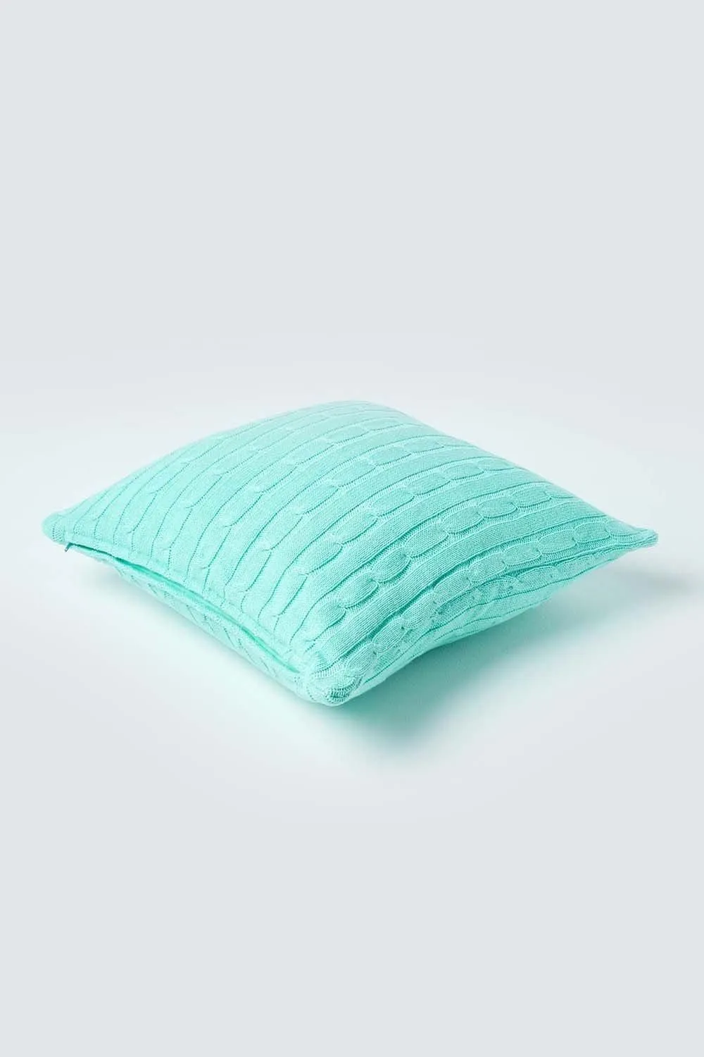 Homescapes Cotton Cable Knit Cushion Cover, 45 x 45 cm in Green 3