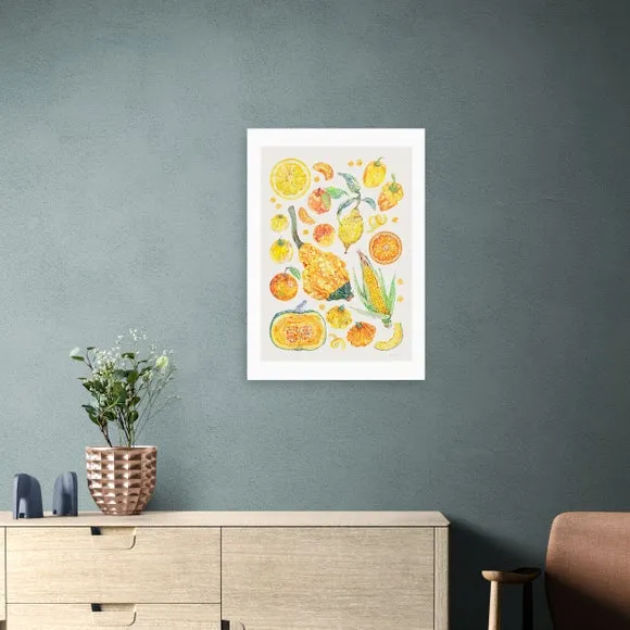 East End Prints Yellow Harvest Of Fruit & Vegetables Framed Print 1