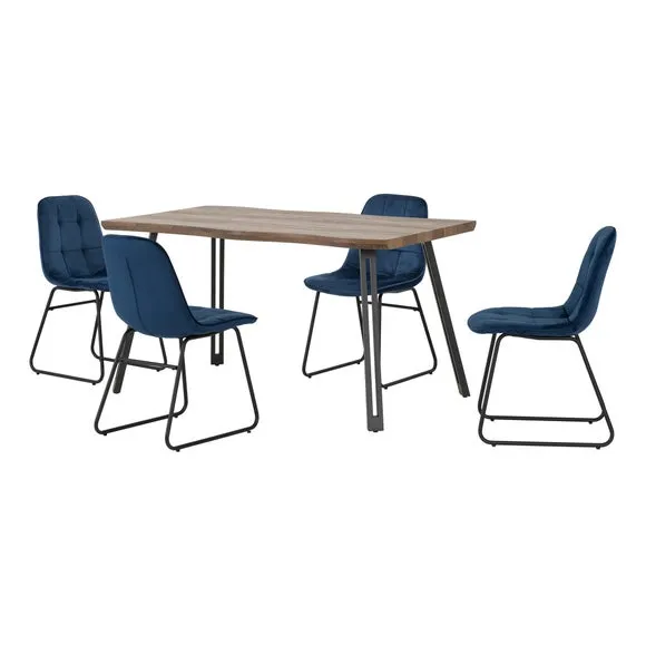 Quebec 4 Seater Wave Rectangular Dining Table with 4 Lukas Chairs 1