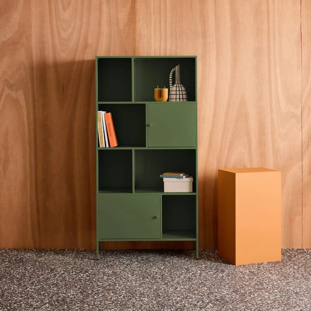 sweeek Buffet, industrial metal storage unit with 8 compartments in Green 1