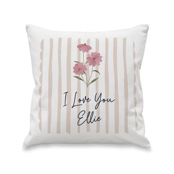 Personalised Floral Stripe Square Cushion 2
