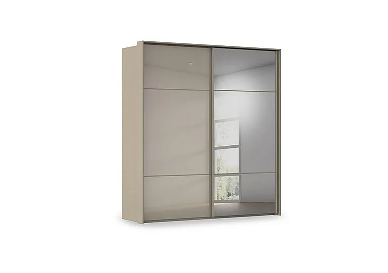 Haven 210cm 2 Door Slider Wardrobe with 1 Glass and 1 Mirror Door
