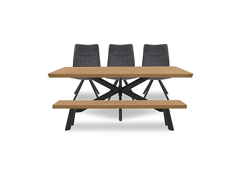 Athena Soft Edge Dining Table, Bench and 3 Swivel Chairs - 220-cm
