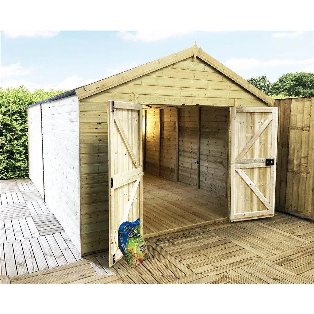 Marlborough 18 x 15 Premier Pressure Treated Apex Workshop in Natural