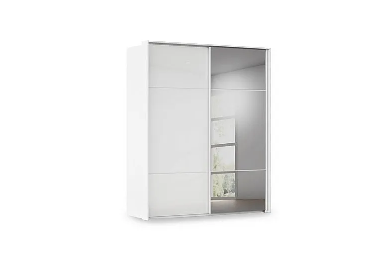 Haven 190cm 2 Door Slider Wardrobe with 1 Glass and 1 Mirror Door