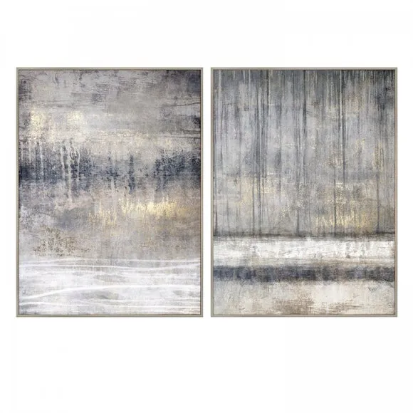 Set of 2 Cedar & Sage Torrent Abstract Framed Canvases 3