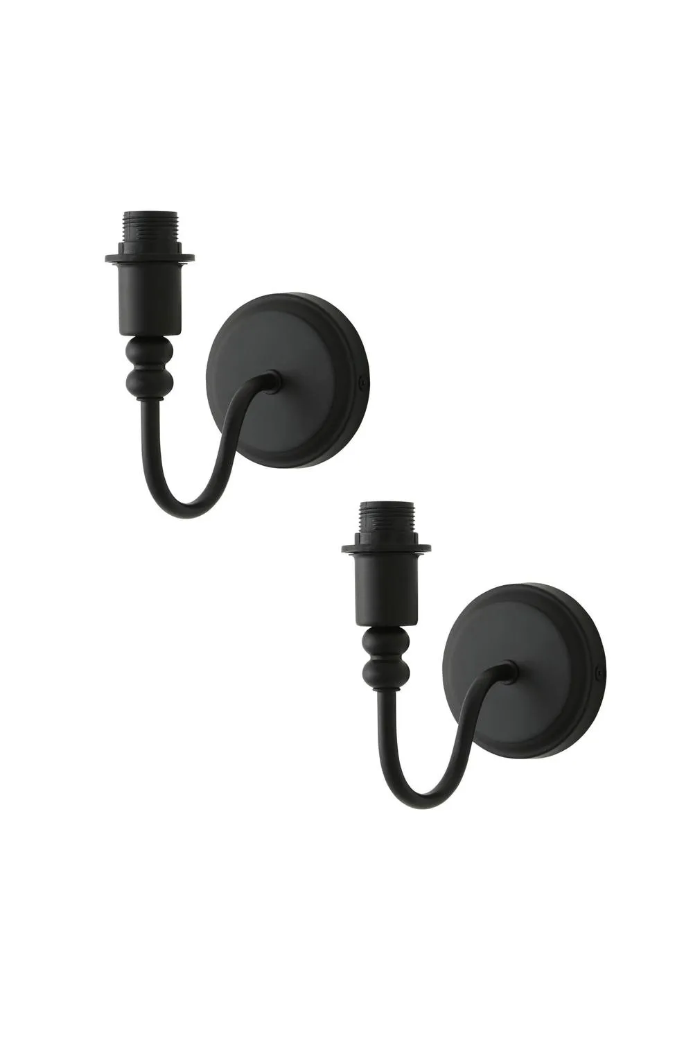 ValueLights Binky Pair of Rechargeable LED Bulb Wall Light Bases in Black