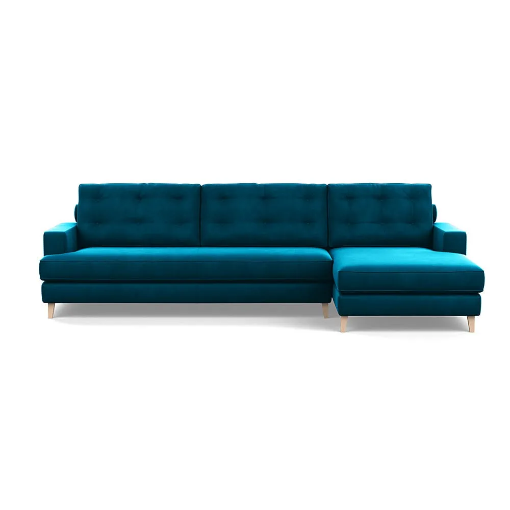 Heal's Mistral Right Hand Corner Sofa Velvet Teal Natural 1