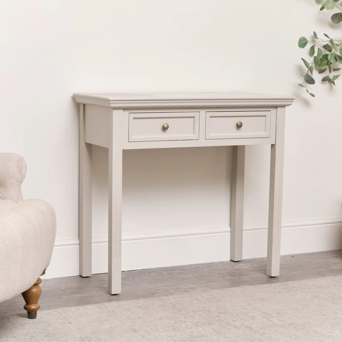 Melody Maison 2 Drawer Console / Dressing Table - Daventry Taupe-Grey Range in Taupe 3