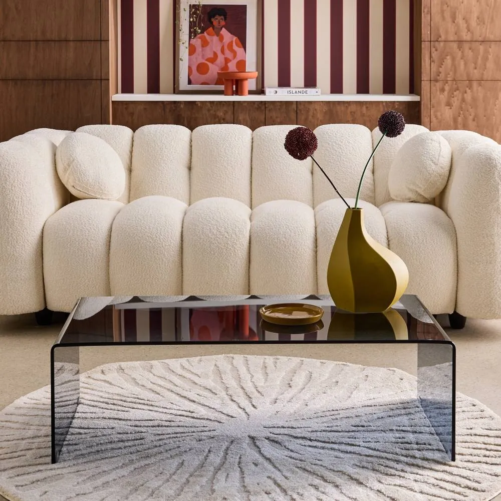 sweeek Rectangular coffee table tempered glass in Grey