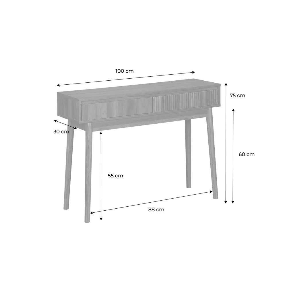 sweeek 100cm Console Table With Grooved Wooden Detail in Dark Brown 5