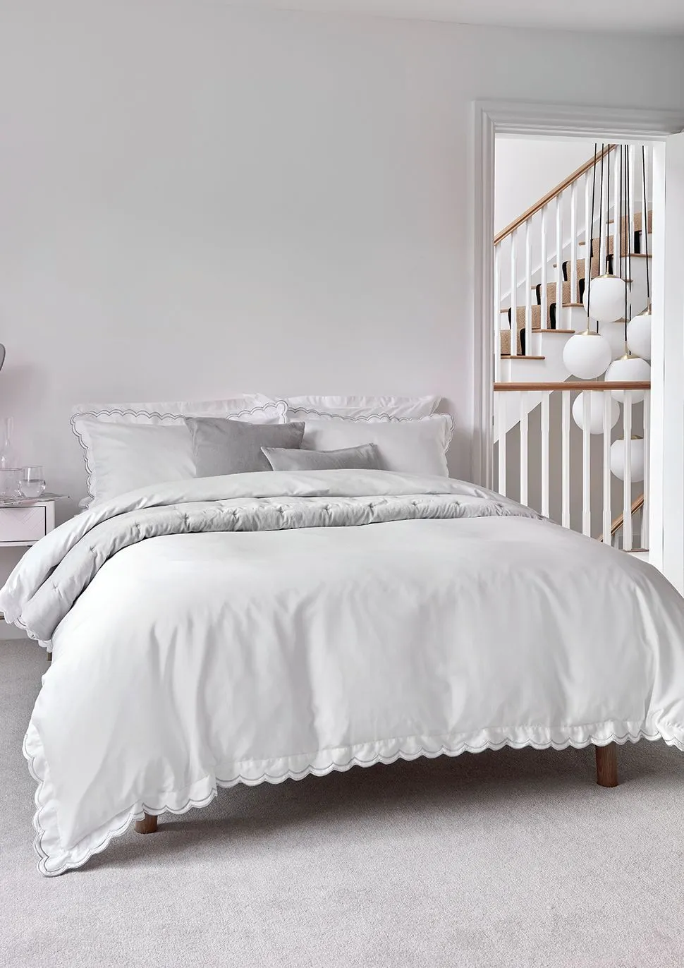 CHRISTY Scallop Edge Cotton Sateen Duvet Sets in Grey 4