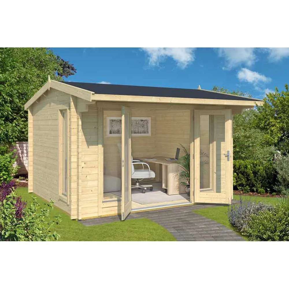 Lasita Maja Ltd Jubilee 44-Log Cabin, Garden Room, Home Office - L370xW412.5xH245.1 cm in Light Brown 3
