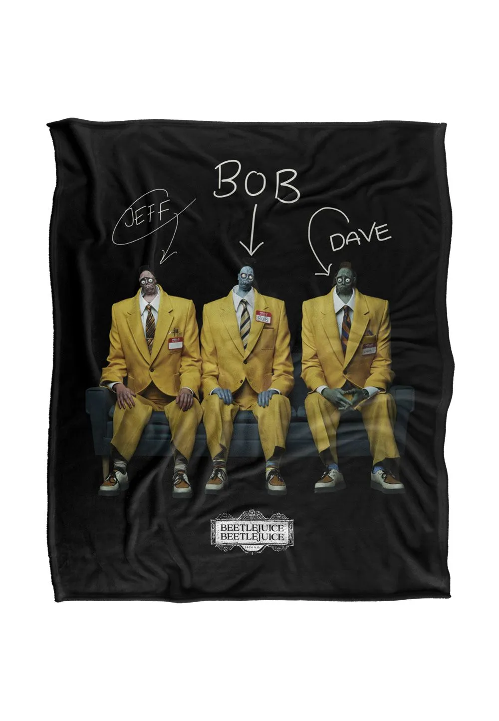 Warner Brothers Beetlejuice 50x60 Shrinker Group Silky Touch Super Soft Throw Blanket in White