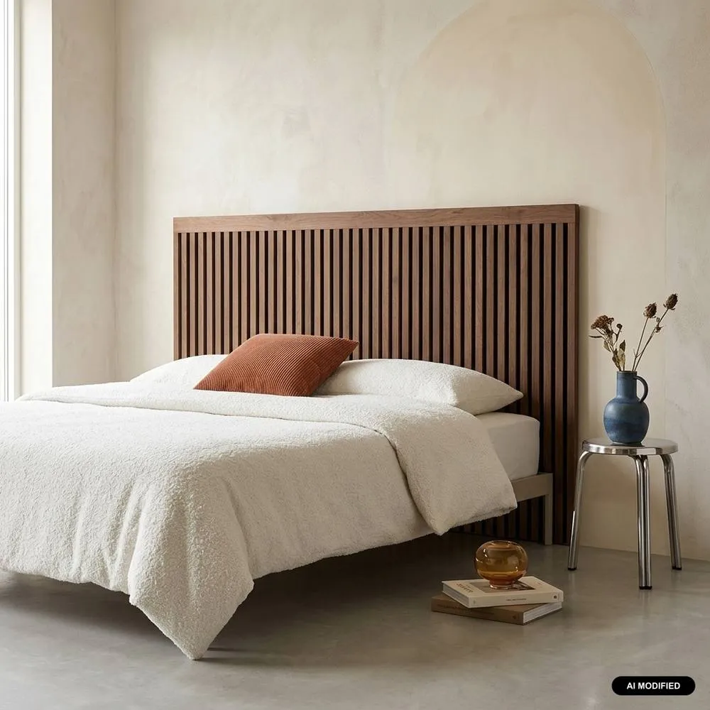 sweeek Headboard with decorative wood slats 160cm in Dark Brown 1