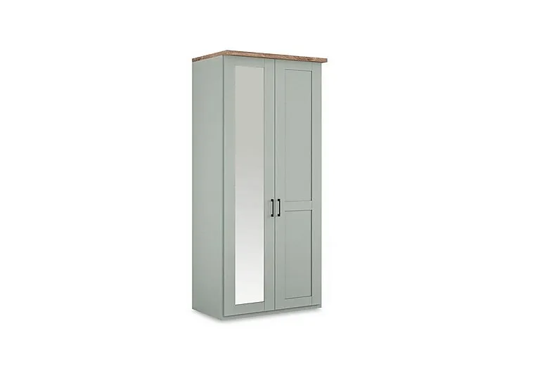 Adeline 2 Door Hinged Wardrobe With Left Hand Mirror - Sage