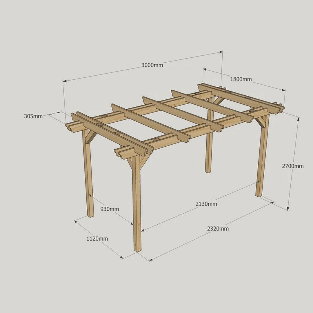 Rutland County Garden Furniture Ltd Double Garden Pergola - Wood - L180 x W300 x H270 cm - Rustic Brown in Light Green 5