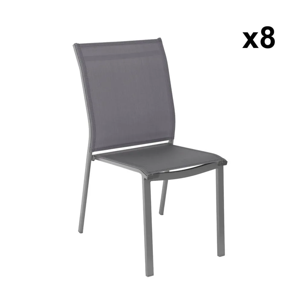 sweeek Aluminium garden table + 8 chairs in Dark Grey 6