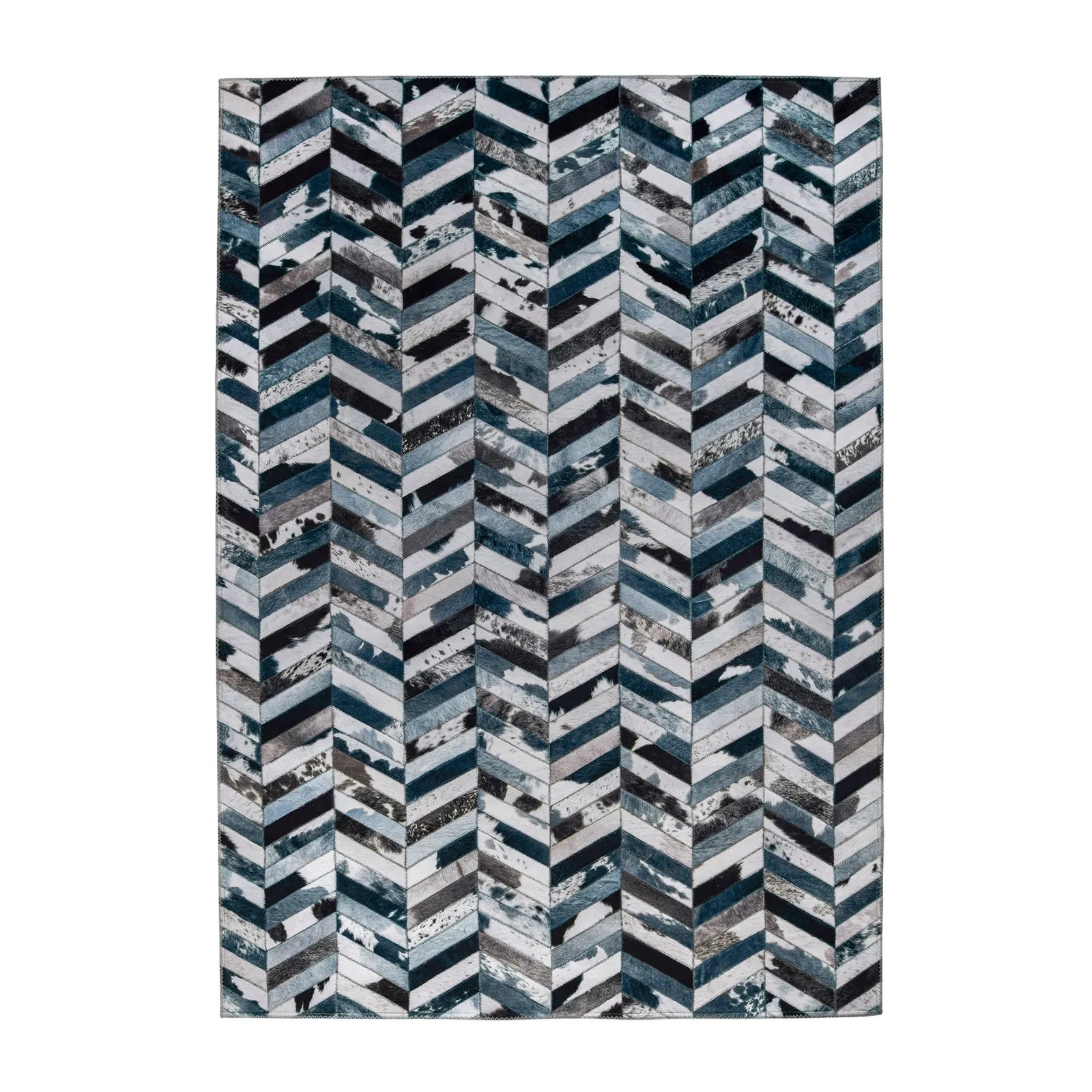 Jesse Faux Hide Rug Blue, Grey and White