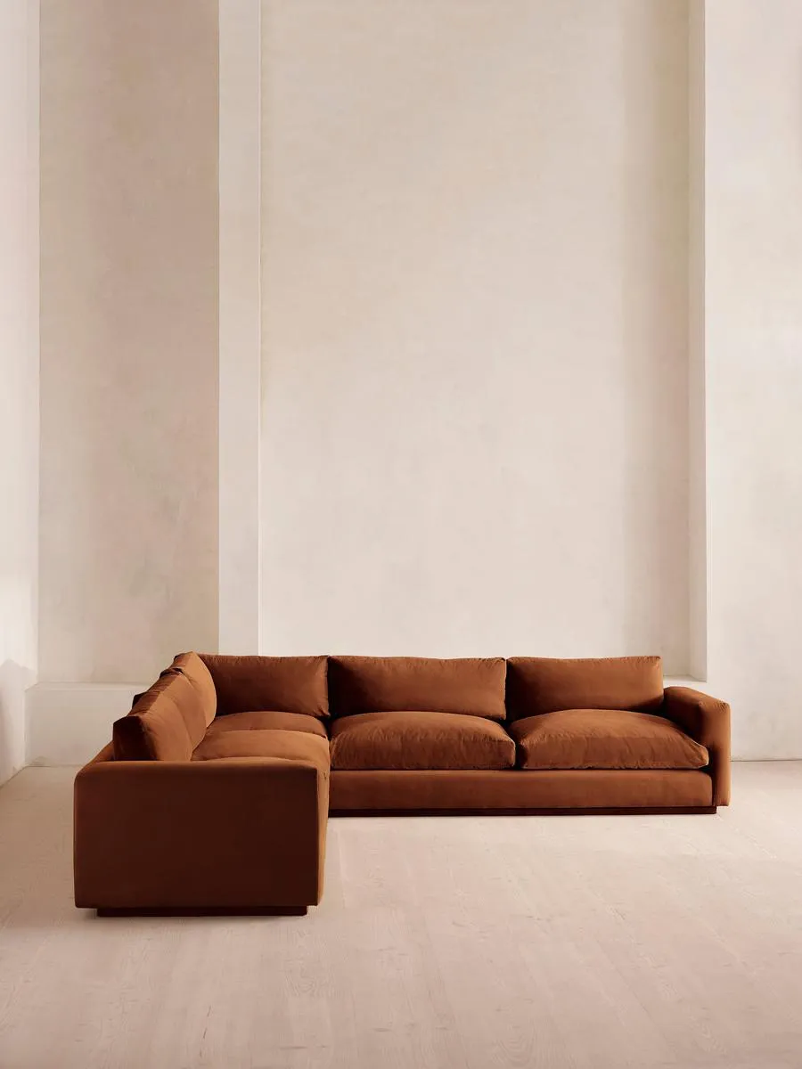 Mossley Corner Sofa, Velvet, Cinnamon