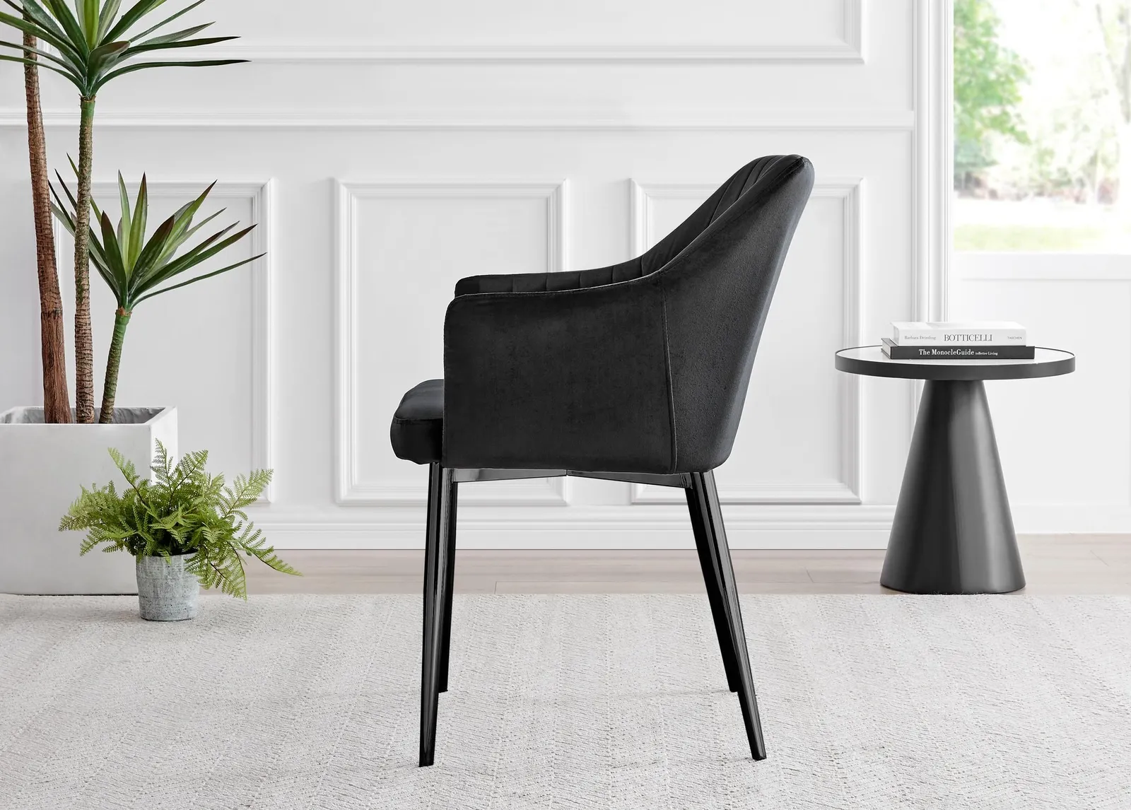 FurnitureboxUK Set of 2 Calla Deep Padded Dining Chairs Upholstered in Soft Velvet With Black Metal Legs 5