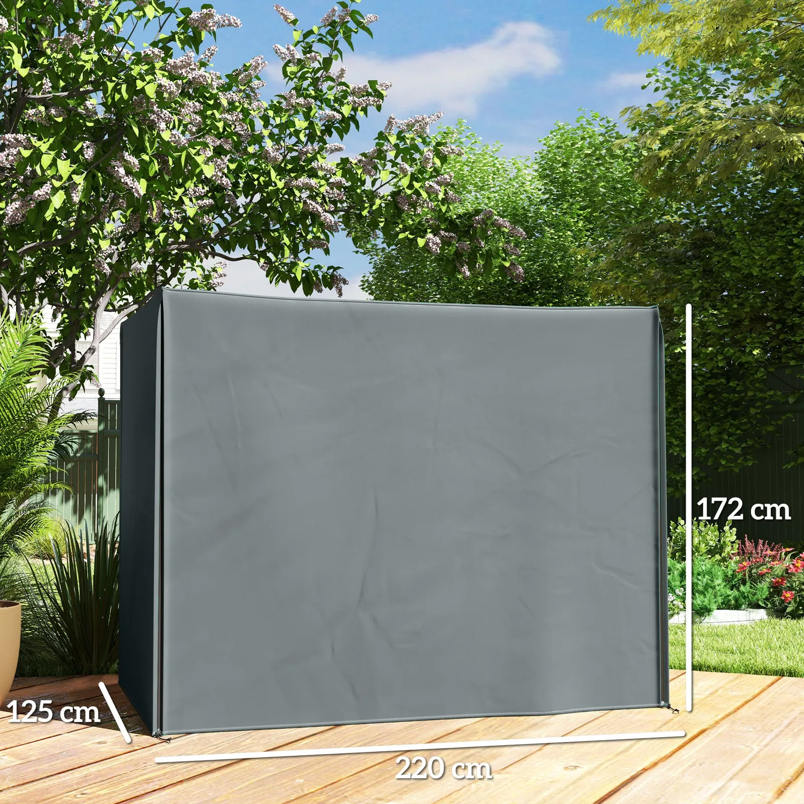 OUTSUNNY 3 Seater Garden Swing Cover, Windproof & Anti-UV, Grey 3