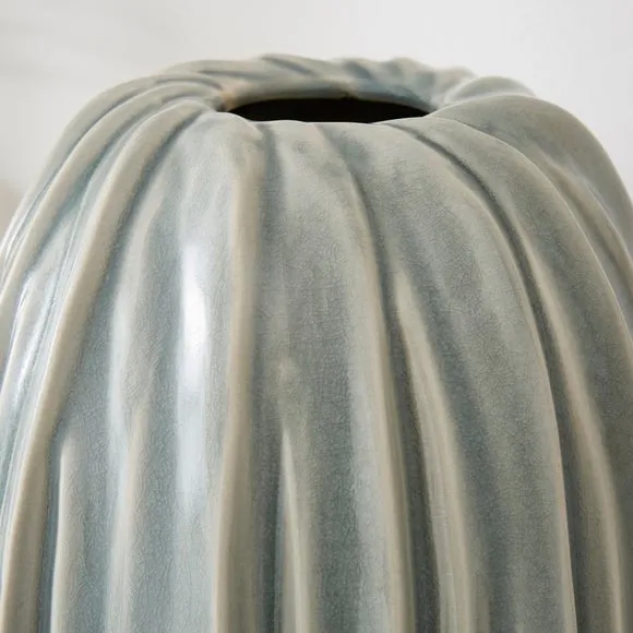 Organic Blue Ridged Vase 2