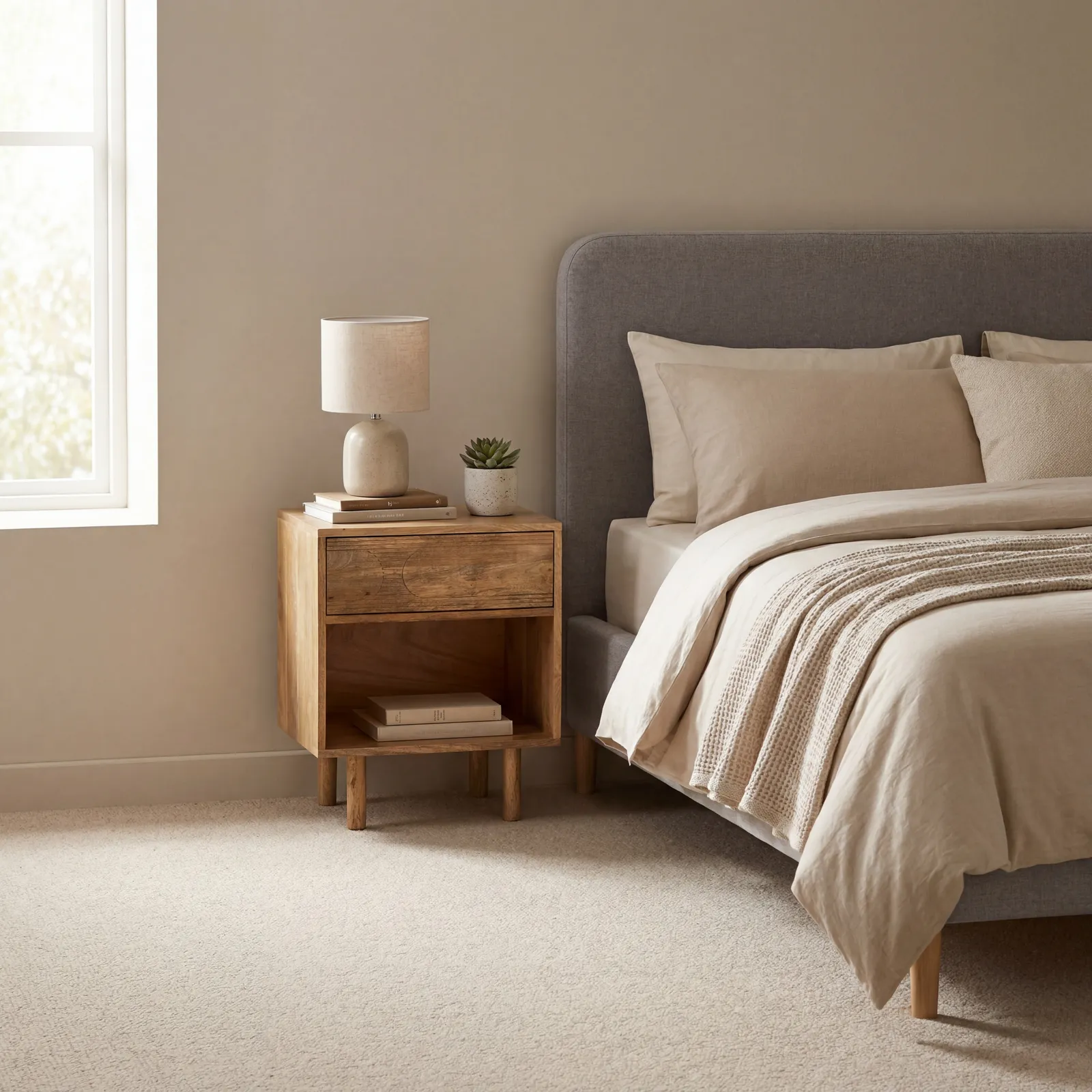 Zuberi Bedside Table 50X43X60Cm, Neutral Wood | Barker & Stonehouse 2
