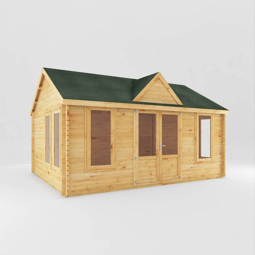 Mercia 5.3 x 4 m Clock Tower Log Cabin - L416.1 x W533.6 x H327.1 cm - Brown in Tan