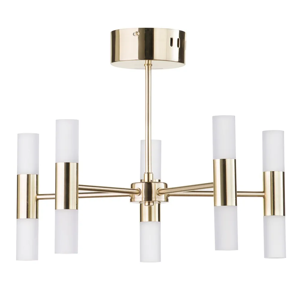 Lois 10 Light Semi Flush Ceiling Light, Brass 1