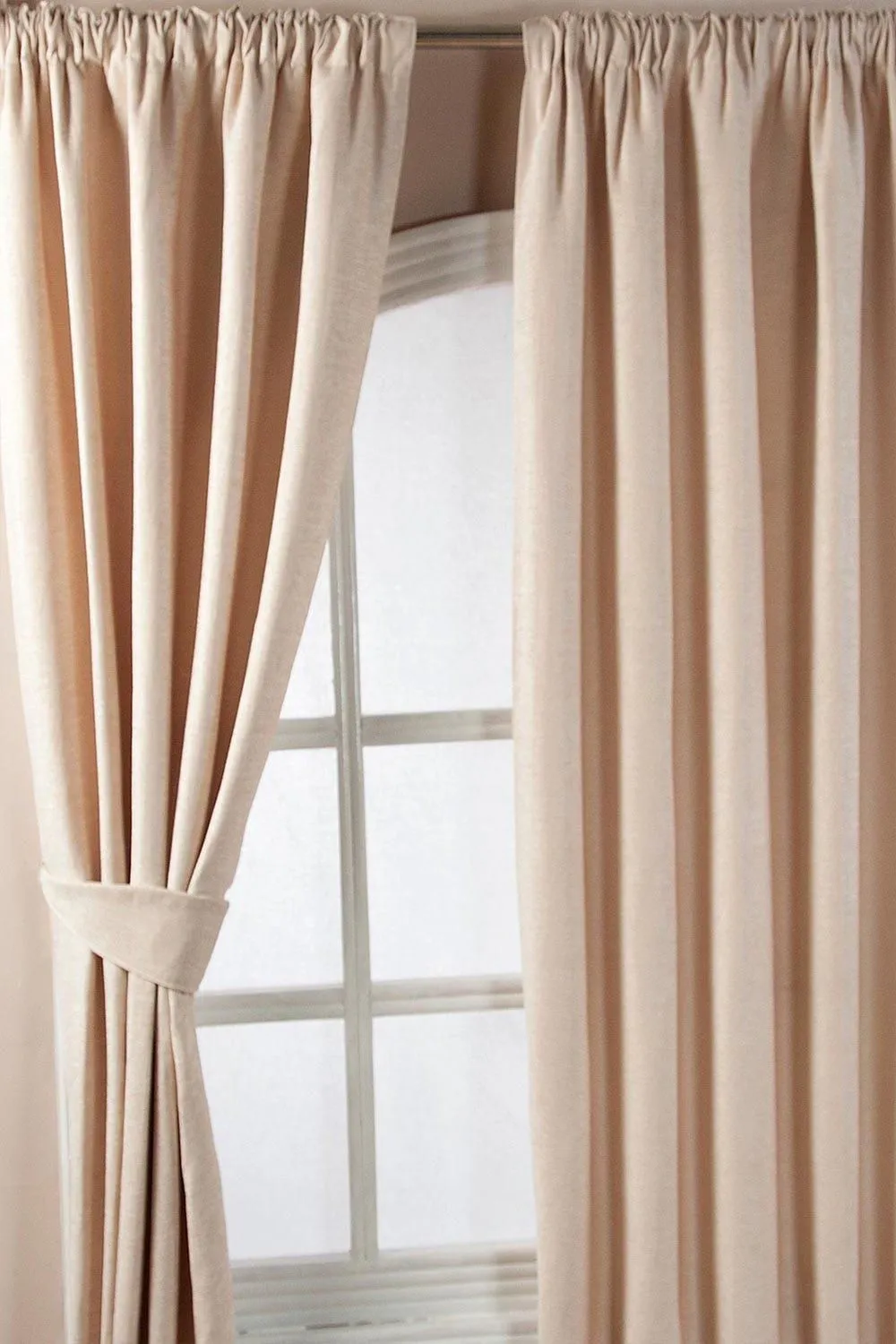 Homescapes Natural Chenille Pencil Pleat Lined Curtains Pair 2