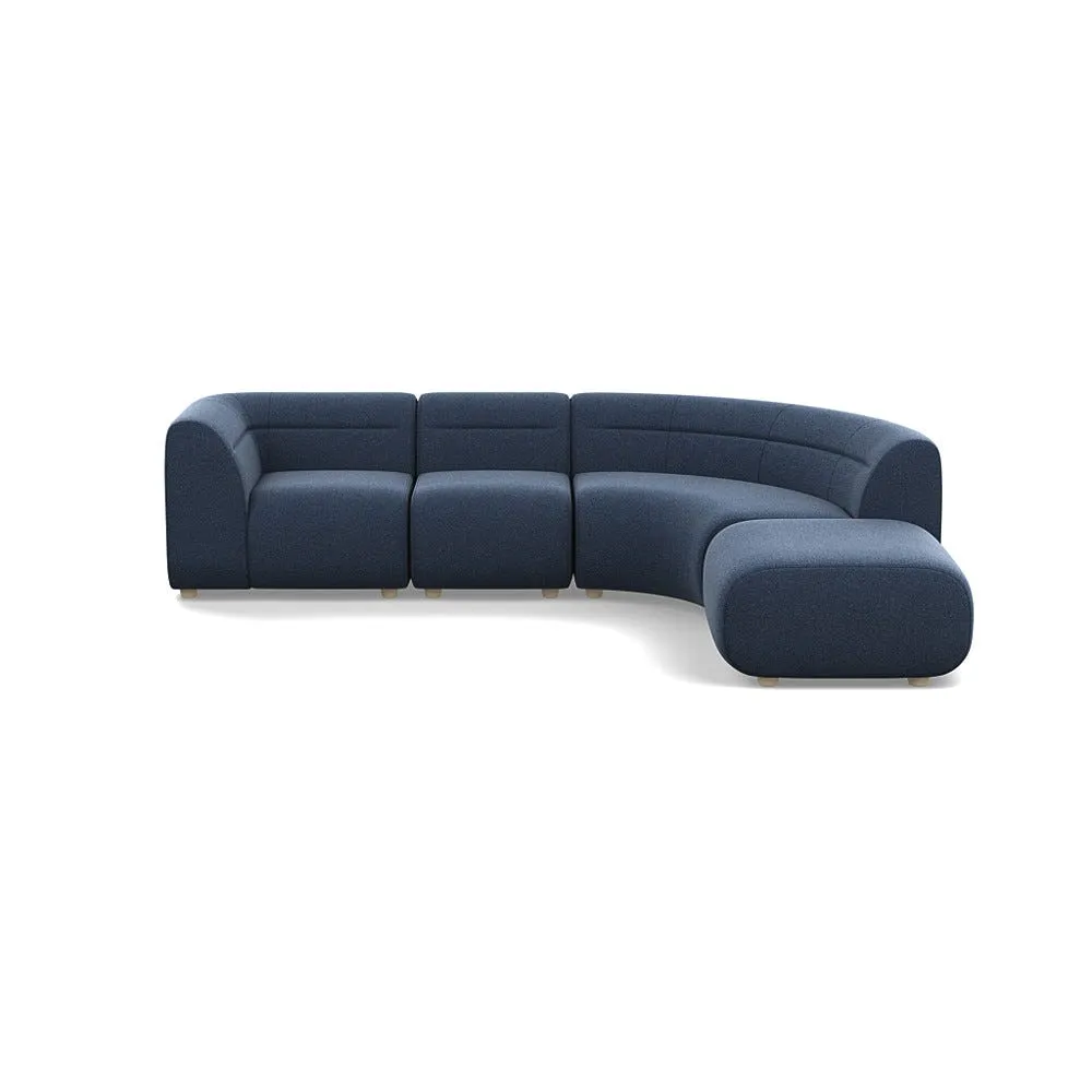 Heal's Lilli Right Hand Facing Curved Corner Sofa Boucle Indigo Natural Beech Feet 1