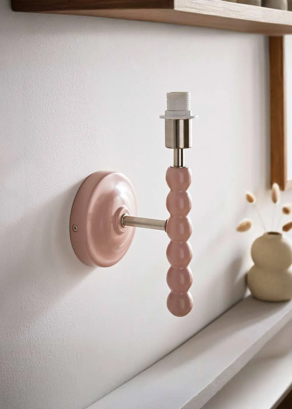 ValueLights Bobbins Pastel Bobble Style Wall Light Base in Pale Pink 1