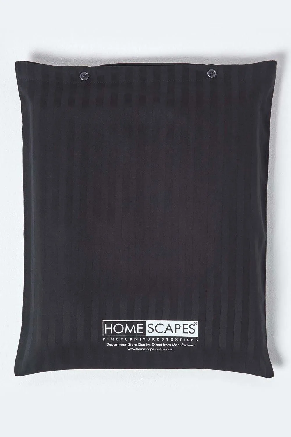 Homescapes Egyptian Cotton Stripe Duvet Cover & Pillowcase 330 TC in Black 5