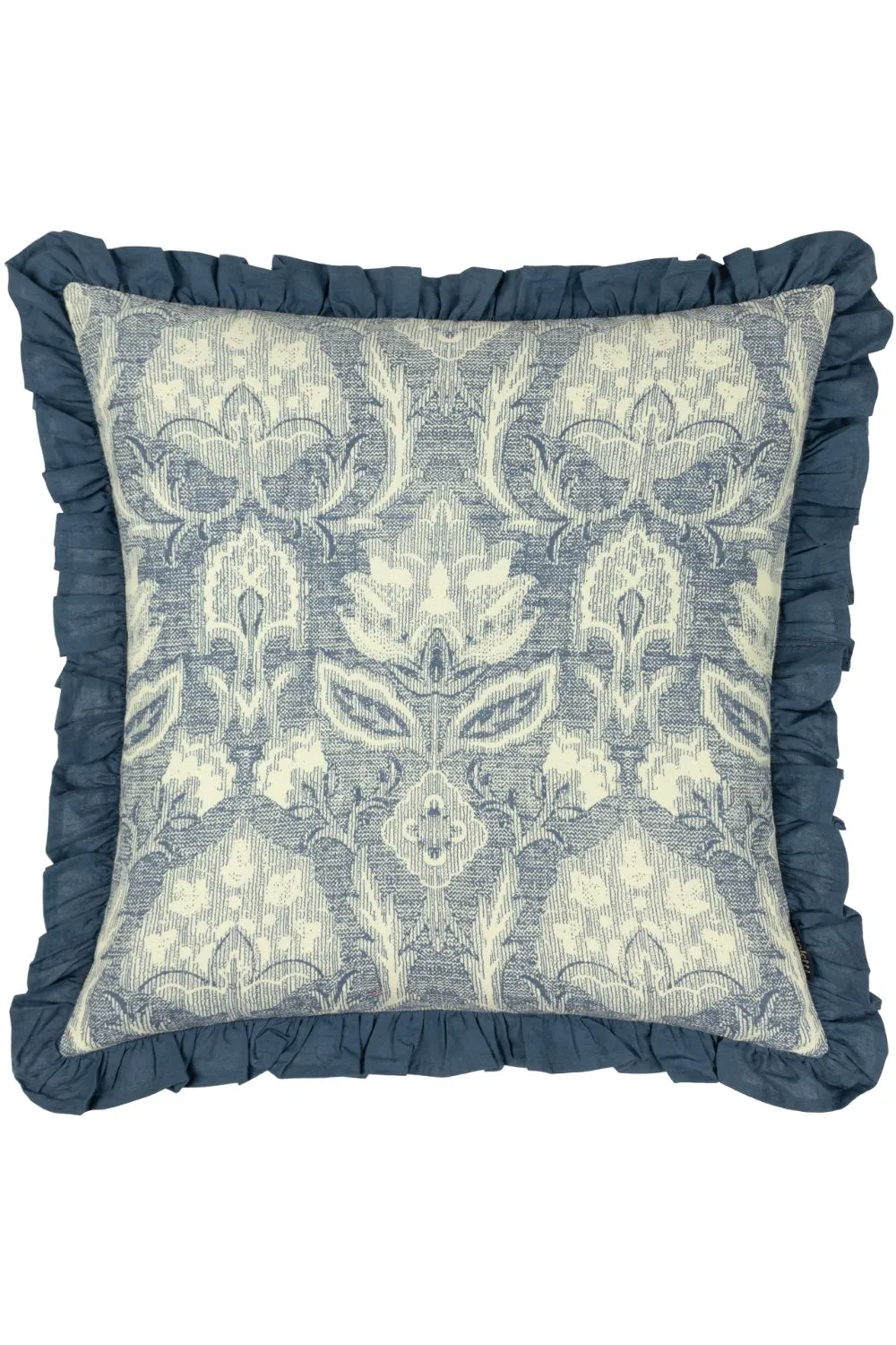 Paoletti Kirkton Floral Pleated Polyester Filled Cushion in Dark Blue