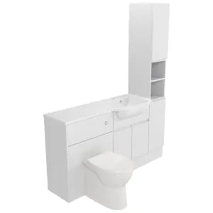 Deccado Clifton Bright White Right Hand 1500mm Fitted Tower, Vanity & Toilet Pan Unit Combination with Right Hand Basin 2
