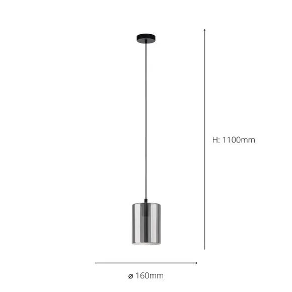 EGLO Cadaques Smoked Glass Pendant Light 3